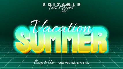 Poster - Vacation summer editable text style effect, Glow 3D text style theme.