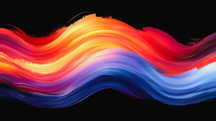 Poster - a colorful wave with a blue stripe