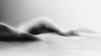 Poster - A blurry image of a mountain range with a few dots scattered throughout