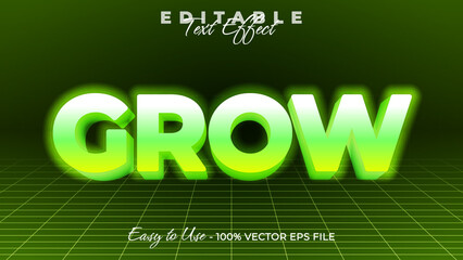 Poster - Grow editable text style effect, Glow 3D text style theme.