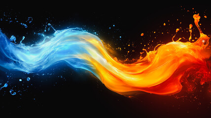 Poster - a blue and orange wave of water