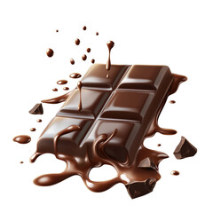 Aufkleber - Melting Chocolate Bar with Dripping Effect on transparent Background
