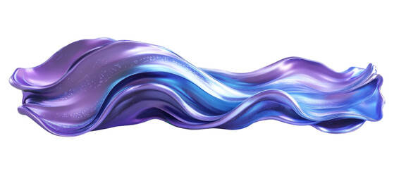 Poster - 3D Abstract Purple-Blue Holographic Wave on transparent Background