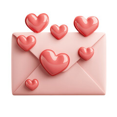 Aufkleber - 3D Rendered Love Mail Icon with Hearts on transparent Background