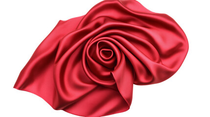 Poster - Red Silk Fabric Swirl in Motion on transparent Background