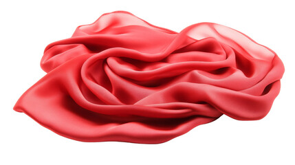 Poster - Red Silk Fabric Swirl in Motion on transparent Background