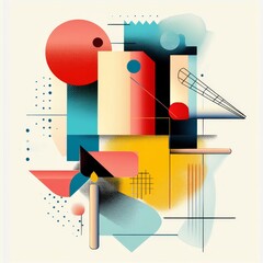 Poster - Vibrant Abstract Composition Blending Shapes and Colors to Create a Playful Visual Experience in a Modern Artistic Interpretation of Harmony and Contrast