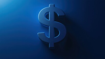 Poster - Blue Dollar Symbol on Dark Background for Finance and Commerce