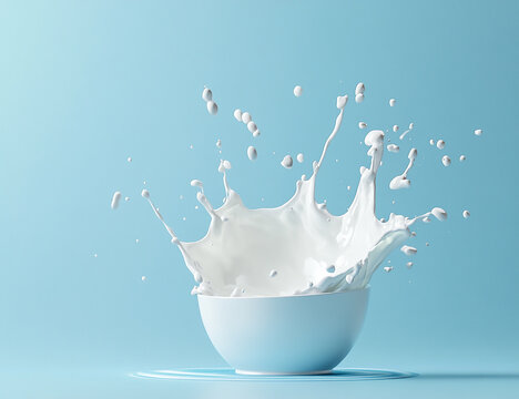 Milk splash isolated on a blue background
