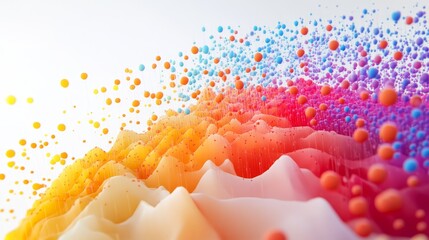 Poster - Colorful Waves of Abstract Spheres Create a Mesmerizing Display of Vibrant Hues and Fluid Shapes in a Modern Digital Artwork
