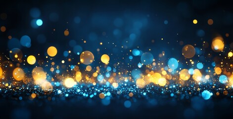 Poster - Captivating Dance of Luminous Orbs and Sparkling Lights in a Mesmerizing Cosmic Landscape During a Tranquil Twilight Hour