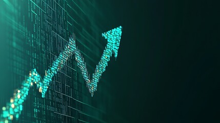 Poster - Financial Growth Trend Represented by Digital Data and Upward Arrow