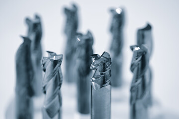 Aufkleber - Industrial metalworking concept, milling cutter, metal cutter close up CNC cutters for metal. industry metal processing concept blue tone background
