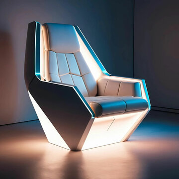A cutting-edge armchair featuring sleek design and integrated glowing LED panels.