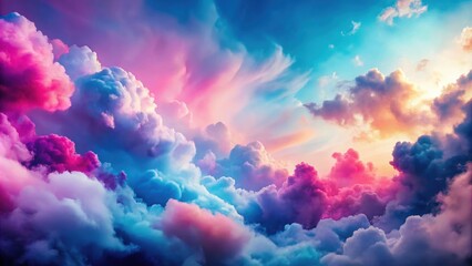 Wall Mural - colorful abstract cloudscape with vibrant pink and blue hues , vibrant, abstract, clouds, colorful, 