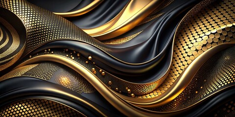 Poster - Elegant Abstract Gold Matte Black Pattern Background for Fashion Photography, Perfect for High-End Editorials, Branding, and Creative Visuals in Luxury Fashion Contexts