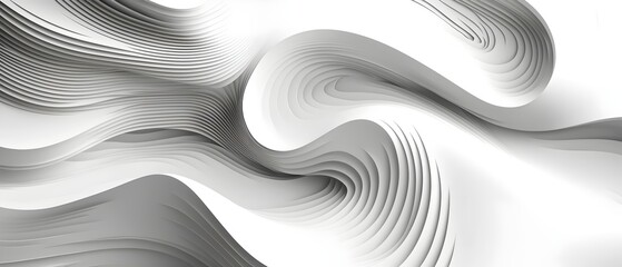Poster - Abstract design featuring smooth, flowing gray lines on a white background, creating a sense of movement and depth. Ideal for modern art or technology themes.