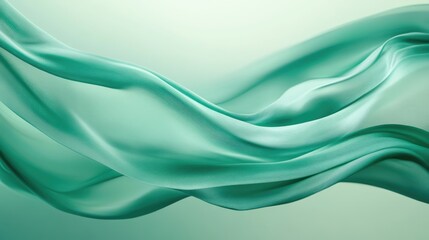 Poster - elegant green silk satin texture flowing gracefully, ideal for backgrounds in design and branding pr