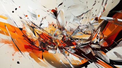 Poster - abstract explosion of broken glass with dynamic lines and vivid colors creating a modern artistic ba
