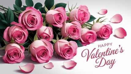 Wall Mural - Beautiful Pink Roses Arrangement for Valentine's Day Celebration