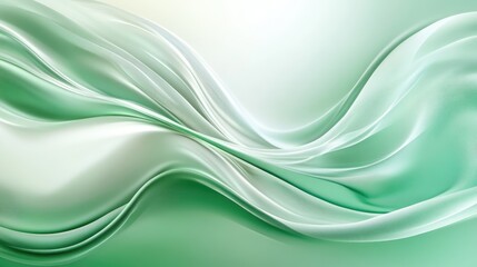 Poster - elegant green silk satin texture background with smooth flowing waves perfect for design projects an