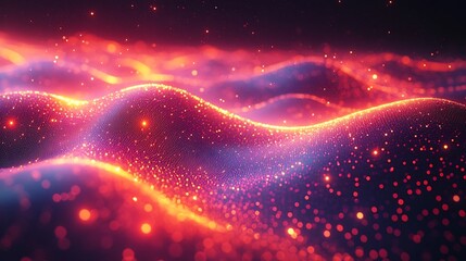 Poster - Vibrant Digital Abstract Geometric Waves Flowing Across Luminous Background