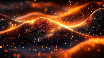 Poster - flowing geometric shapes in a vibrant digital abstract background symbolizing technology and movemen