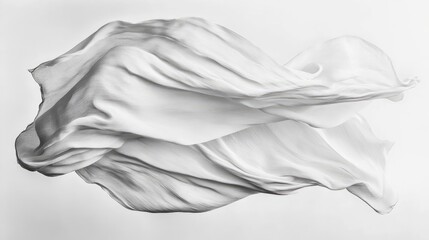 Poster - white fabric billowing gracefully in the wind against a neutral background, emphasizing texture and 