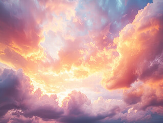 Wall Mural - stunning sunset sky filled with dramatic clouds in vibrant colors