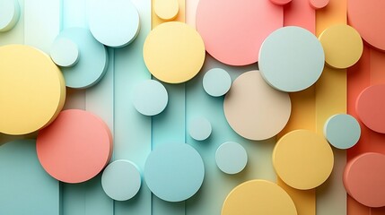 Poster - Minimalist Pastel Geometric Overlapping Circles and Squares Abstract Background