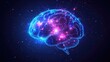 © Holo Frame - Neon glowing brain illustration representing success strategy education knowledge inspiration and creative thinking for business development