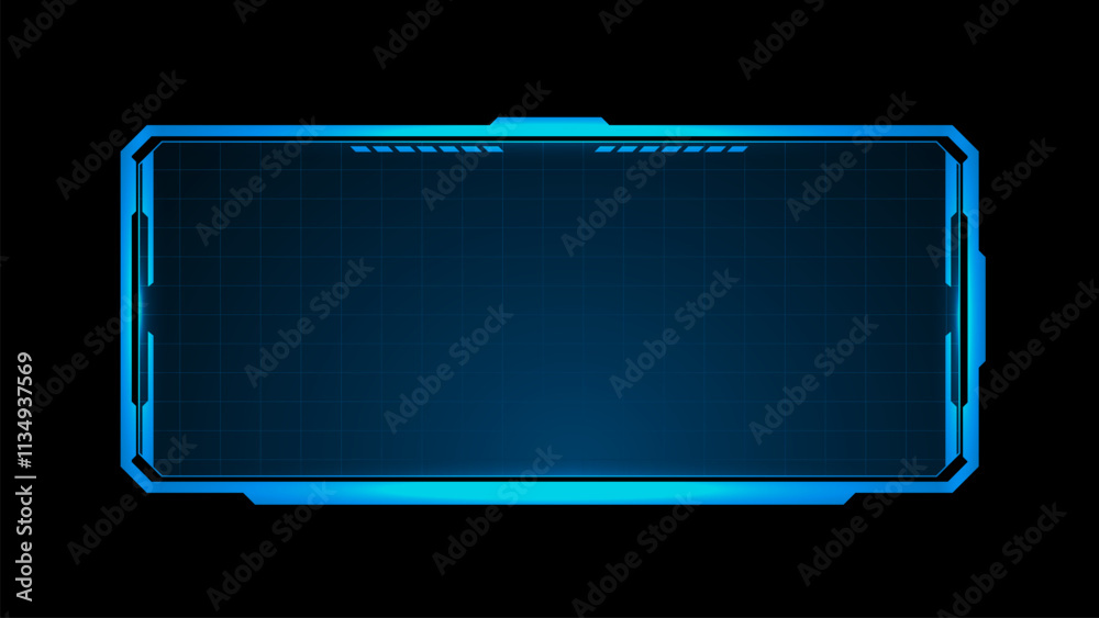 Tech Hud Box Futuristic hud screen or technology box blue with light interface sci ...
