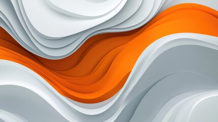 Poster - Minimalist orange and gray abstract wave design suitable for backgrounds and text overlay with a serene and modern aesthetic