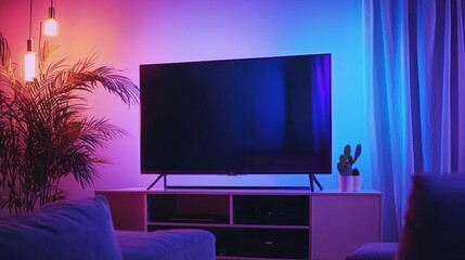 Aufkleber - A television is turned off and a plant is next to it