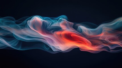 Poster - fluid abstract smoke waves in red and blue colors evoking mystical atmosphere with dark background a