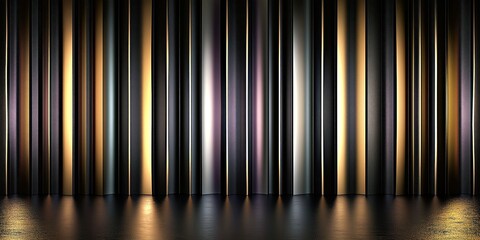 Wall Mural - Luxurious textured background featuring vertical golden stripes with dark and shiny elements