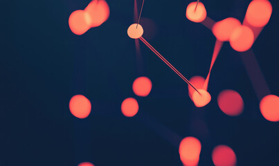 Fototapete - Abstract Network: Exploring Connectivity and Futuristic Technology through Neon Nodes in a Digital Landscape
