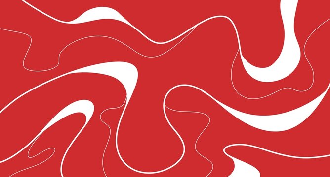 minimalist lines, red and white wave pattern