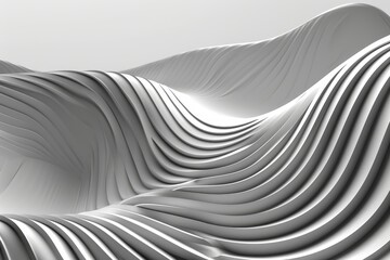 Poster - Curved white patterns flow harmoniously, forming an abstract landscape that embodies tranquility and modern design aesthetics.