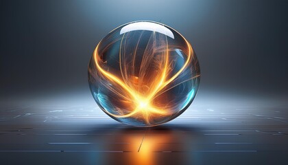 Wall Mural - glowing sphere in fire