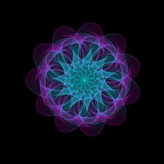 Wall Mural - Spirograph abstract element on a black background