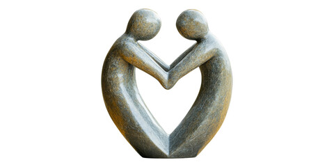 Poster - Two abstract figures embracing in stone sculpture isolated on transparent background