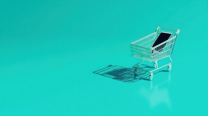 Poster - Miniature Shopping Cart Contains A Cell Phone