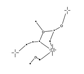 Wall Mural - vector isolated virgo stars constellation zodiac stars map tattoo colorless black and white contour 