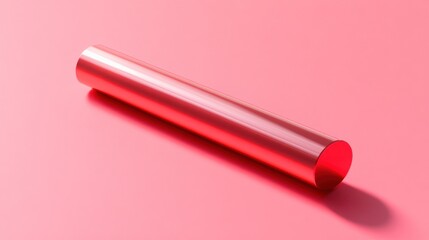 Poster - Metallic Red Cylinder on Pink Background