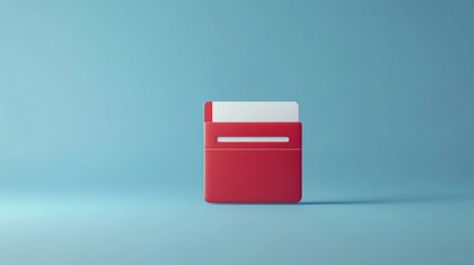 Aufkleber - Red folder with a white card inside on blue background