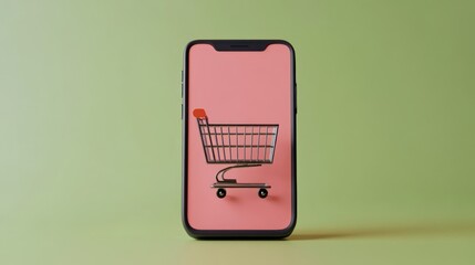 Poster - Shopping Cart Icon on a Mobile Phone Screen
