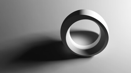 Poster - Abstract Grey Form Creates Circular Shadow
