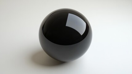 Poster - A single black sphere rests on a white background