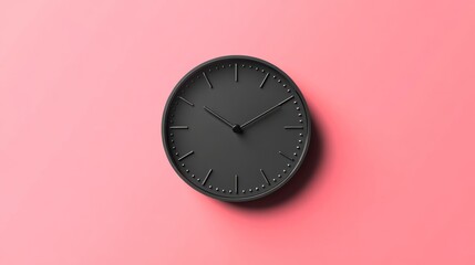 Poster - A simple black clock on a pink background